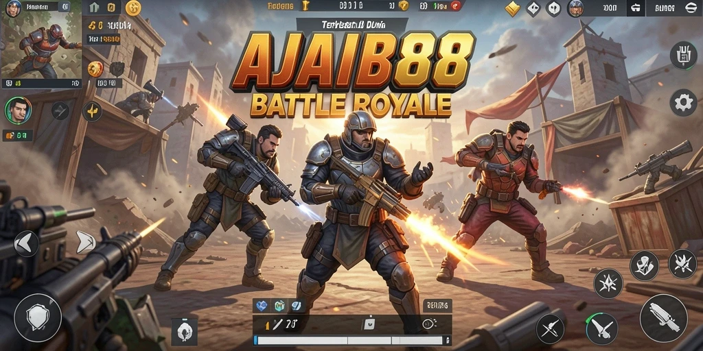 Tangkapan layar AJAIB88 menampilkan pertempuran seru di arena Battle Royale.