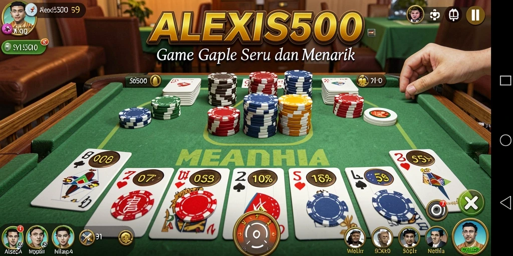 Tampilan gameplay seru dalam ALEXIS500 di momen pertandingan Gaple.