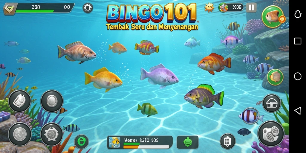 Tampilan gameplay BINGO101 yang menarik dan menegangkan saat melakukan Tembak Ikan.