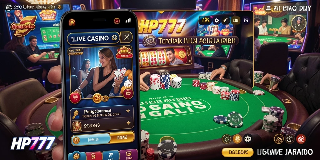 Tampilan gameplay Live Casino di HP777 yang mendebarkan.