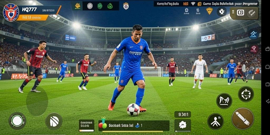 Tampilan gameplay HQ777 yang mendebarkan dalam aksi sepak bola.