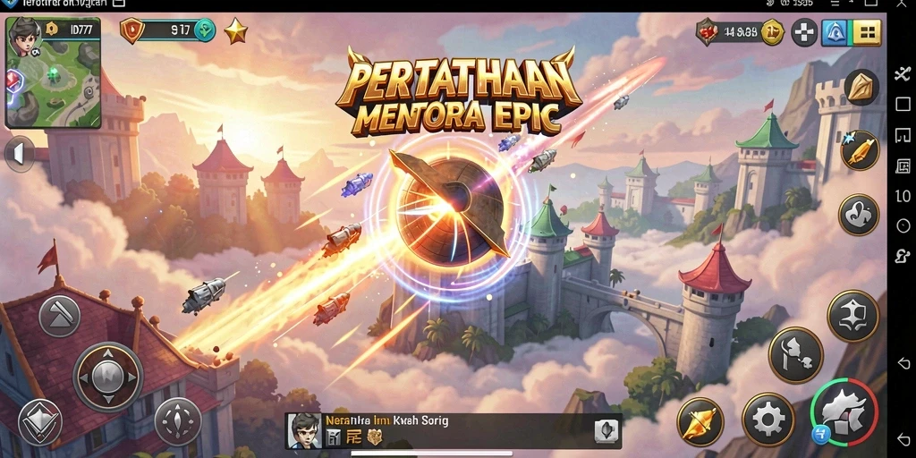 Tampilan menara dan musuh dalam gameplay Tower Defense yang menegangkan.
