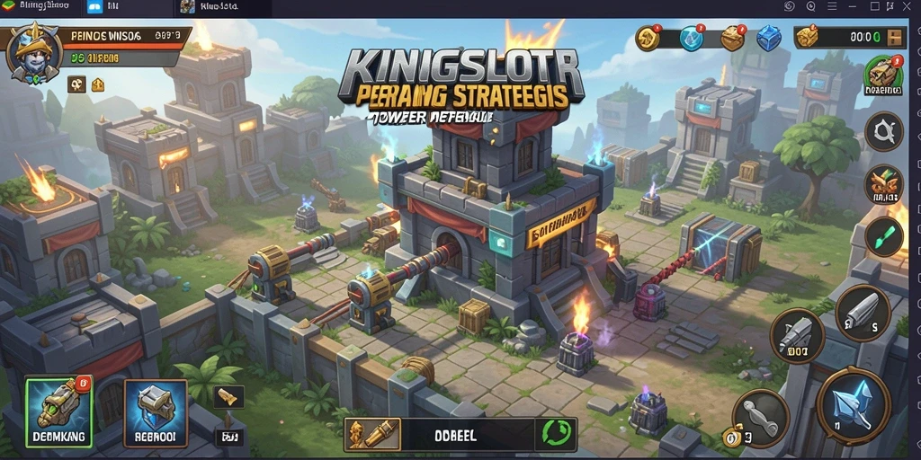 Gameplay KINGSLOT yang mendebarkan dalam pertempuran Tower Defense.