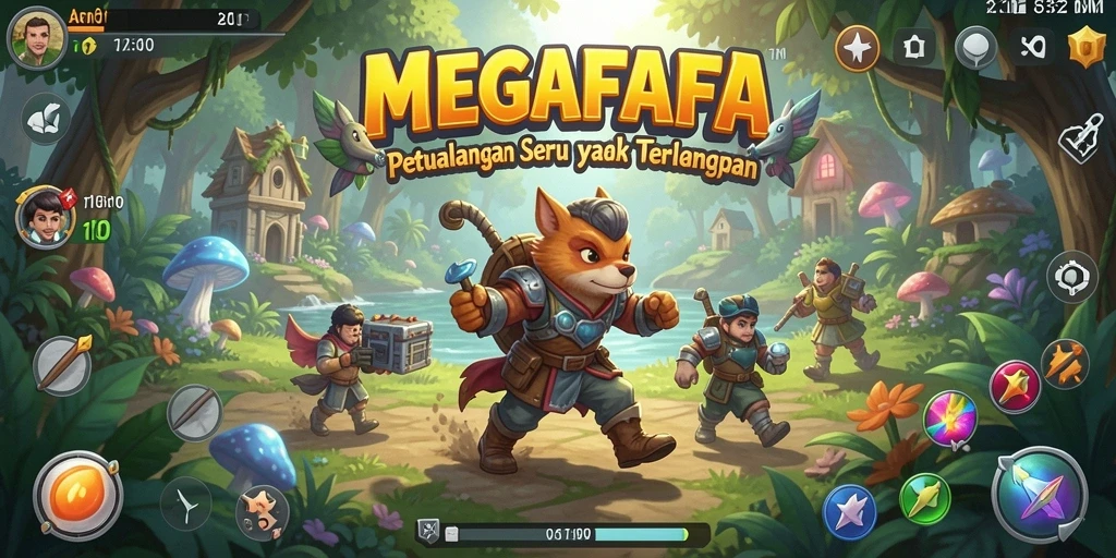 Screenshot utama MEGAFAFA menampilkan aksi mendebarkan dalam permainan petualangan.