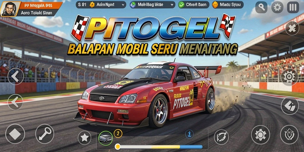 Screenshot gameplay PTTOGEL yang menampilkan serunya balapan mobil.