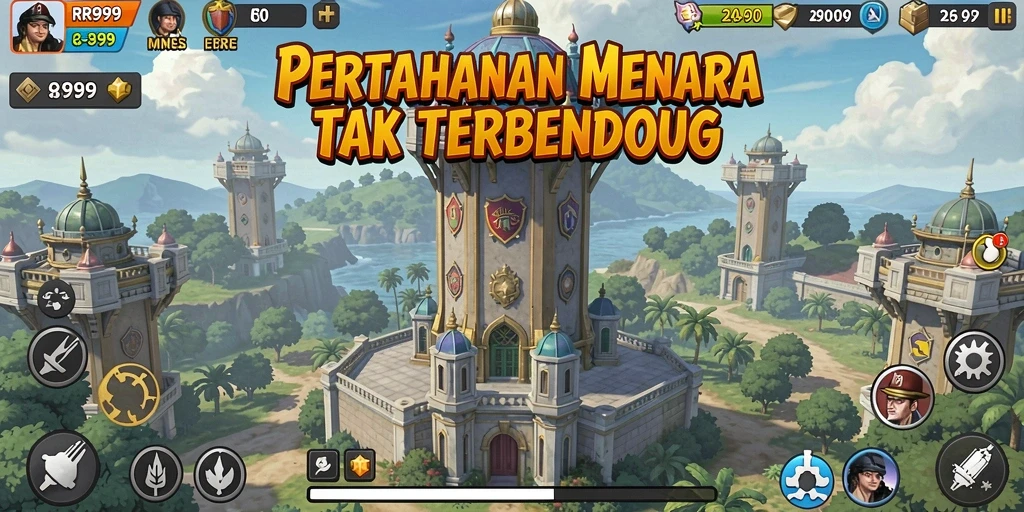 Menampilkan gameplay seru dalam pertahanan menara yang intens.