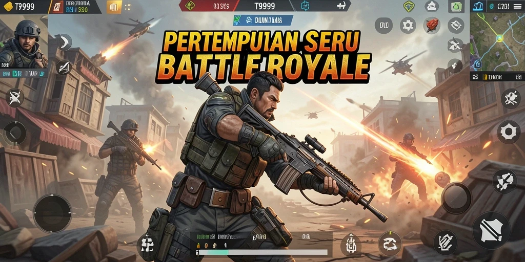 Tangkapan layar T9999 memperlihatkan aksi pertarungan di arena Battle Royale.