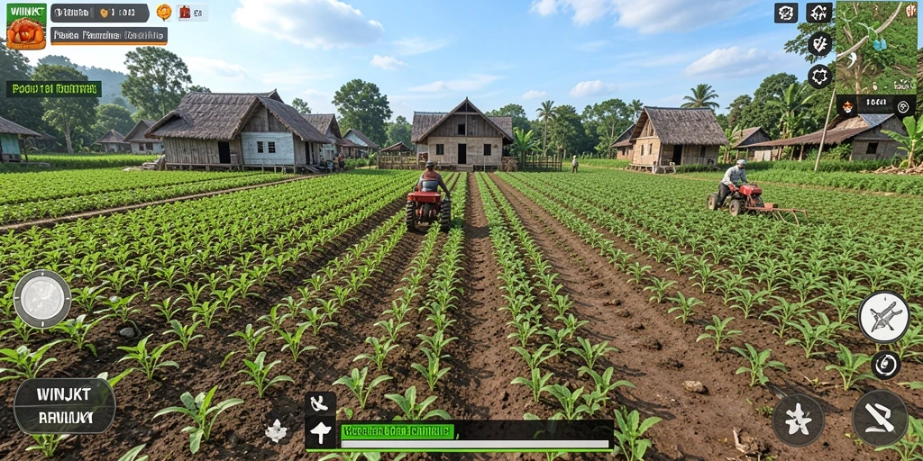 Gameplay seru dari WINJKT yang menunjukkan aktivitas pertanian.